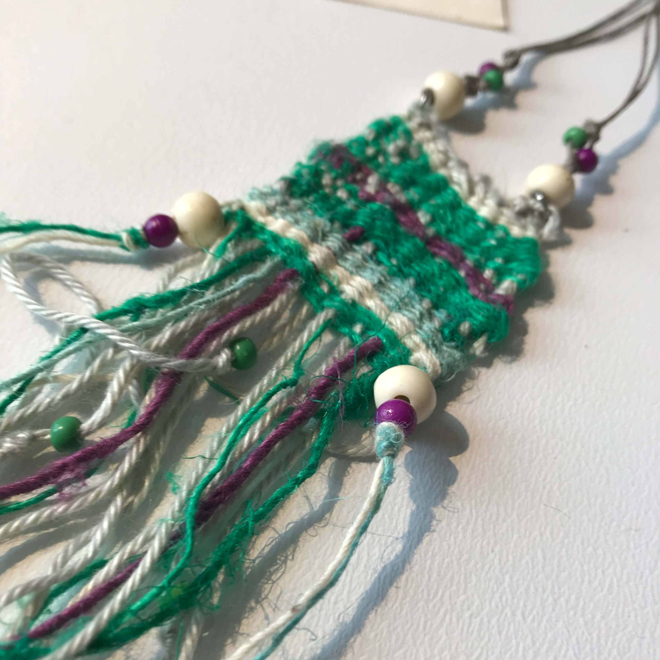 Boho necklace with mini weaving