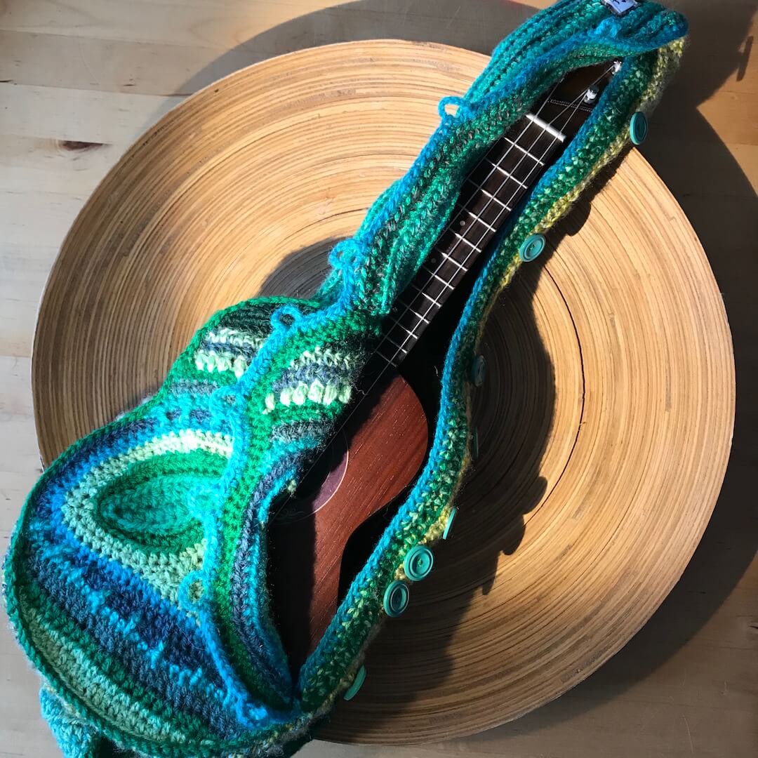 Ukulele case for a soprano in greens