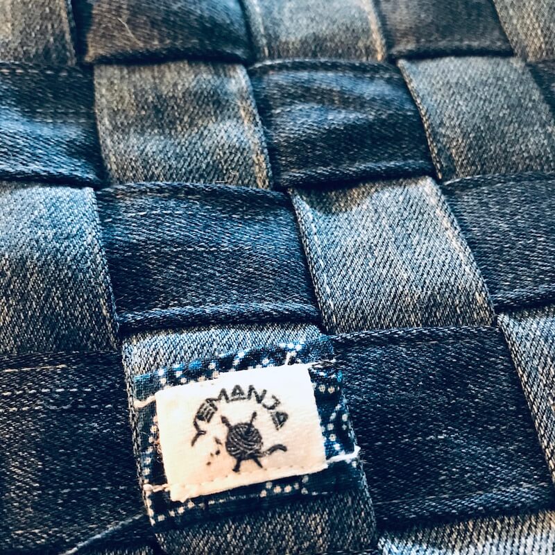 Handbag, upcycled jeans-strips - Image 2