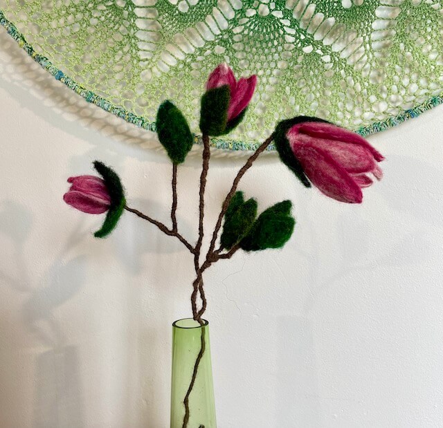 Magnolia branch, dark pink