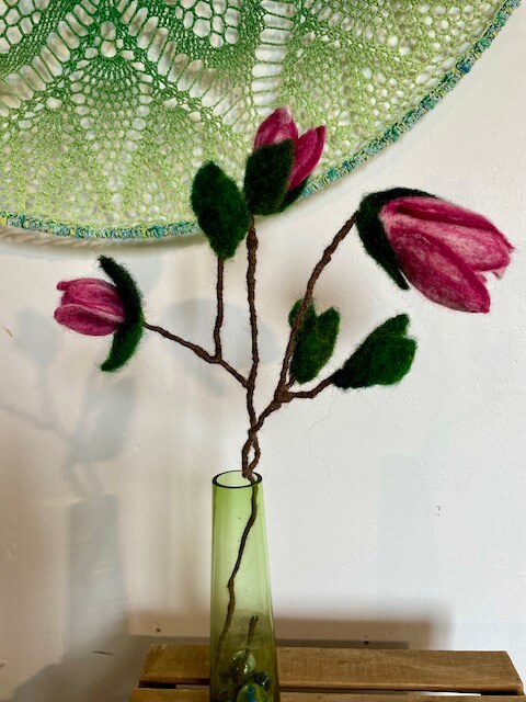 Magnolia branch, dark pink - Image 2